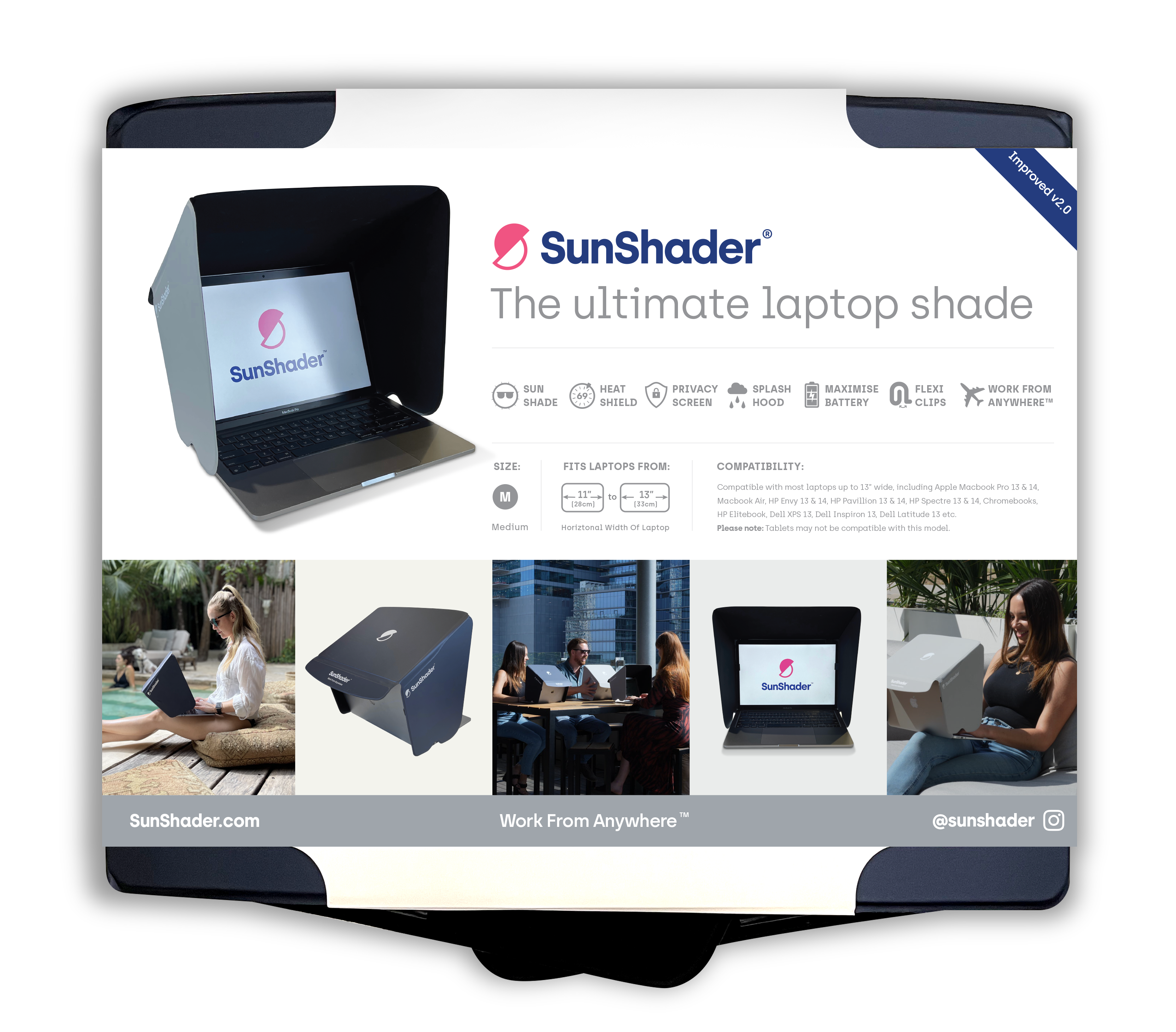 SunShader 2.5 - Laptop Sun Shade & Privacy Screen