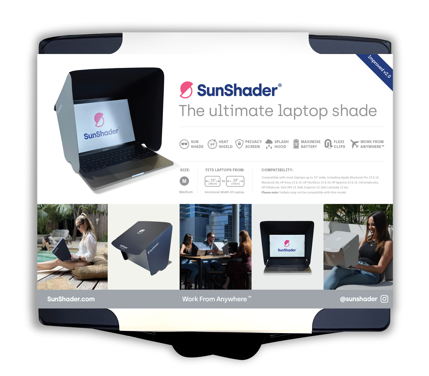 SunShader - Anti-Glare Laptop Sun Shade, Heat Shield & Privacy Screen ...